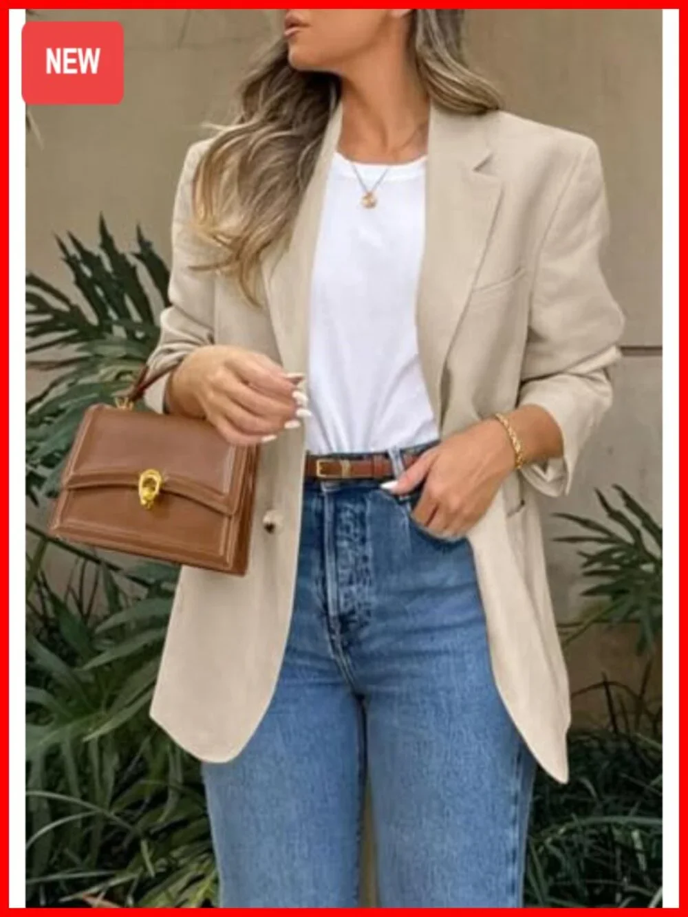 Women's Long Sleeve Notch Lapel Blazer with Pockets Business Casual Suit Jacket